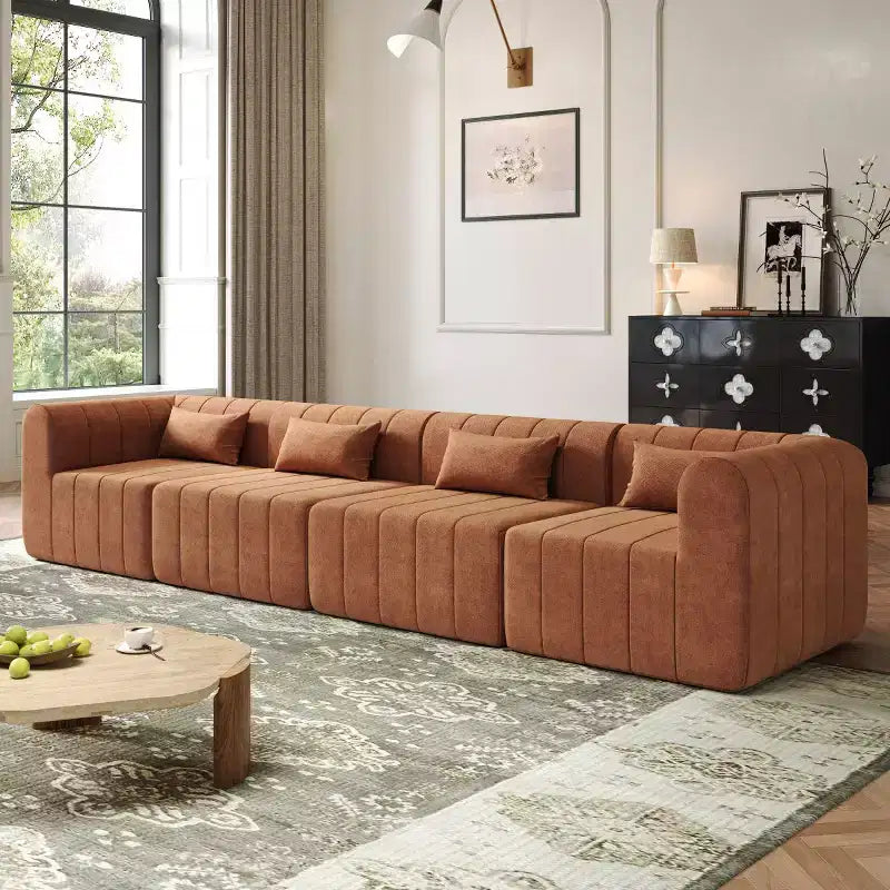 145.5 Modernes, wandelbares Ecksofa, Polster-Ecksofa für 4 Personen mit Schaumstoffkern, L-förmiges Wohnzimmer-Sofa-Panipeachy