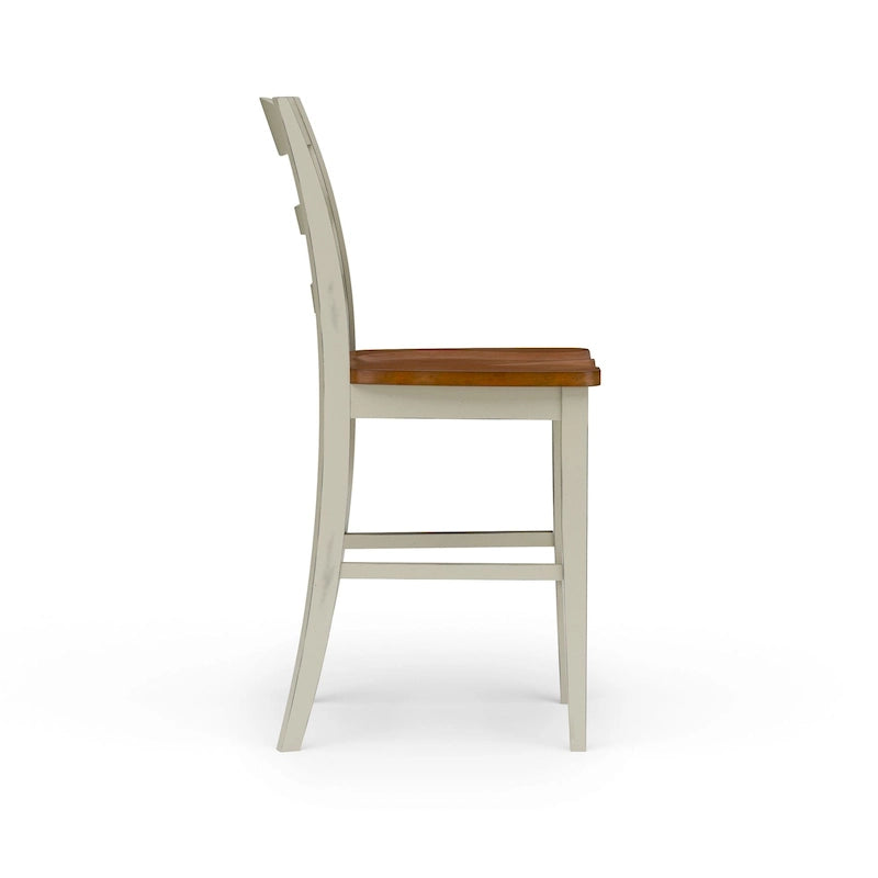 Homestyles Monarch 3-teiliges Kücheninsel-Set aus cremeweißem Holz mit ausklappbarer Holzplatte – 48 x 25 x 36
