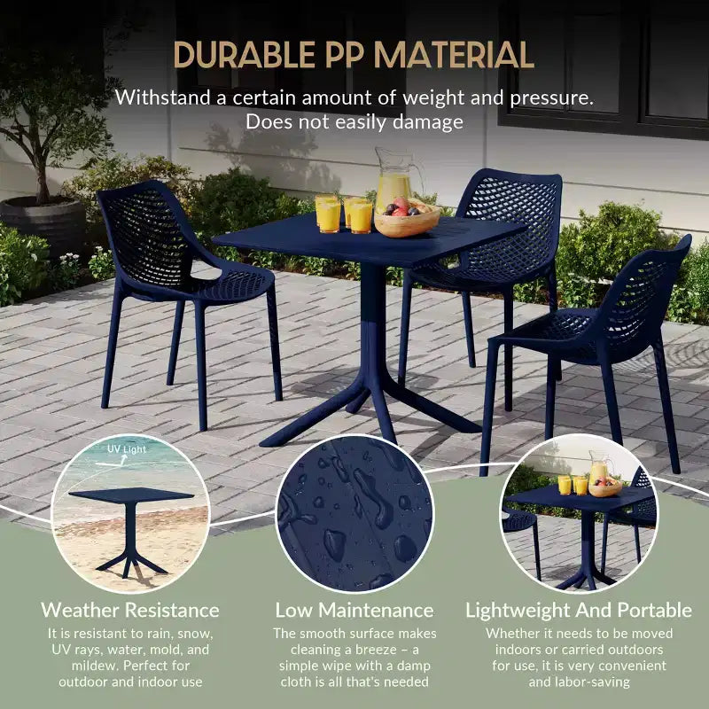 WestinTrends Playa Modern 5-teiliges Essgruppe aus Kunstharz für die Terrasse mit stapelbaren Terrassenstühlen