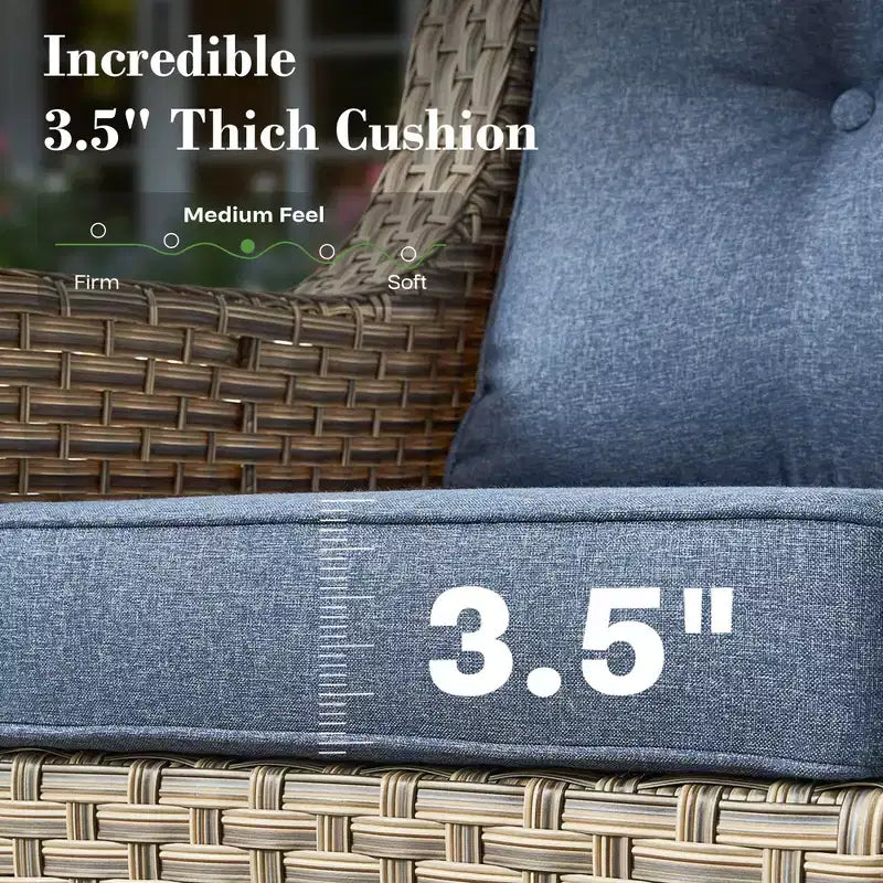 HOMLUX 6-teiliges Terrassen-Loungeset aus Polyrattan mit 3-Sitzer-Sofa und Polstern, Rattanstühlen, Hockern und Couchtisch