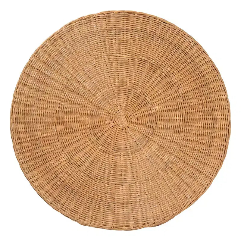 bali & pari Palm Bohemian Honig-Wabentisch aus Rattan in Muschelform, Beistelltisch