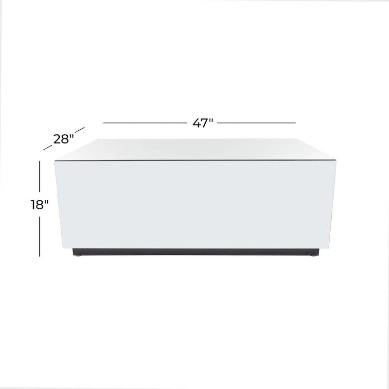 Rechteckiger Couchtisch aus Spiegelglas mit erhöhtem Gestell – Silber – Roche River Decor – 28Bx47Lx18H