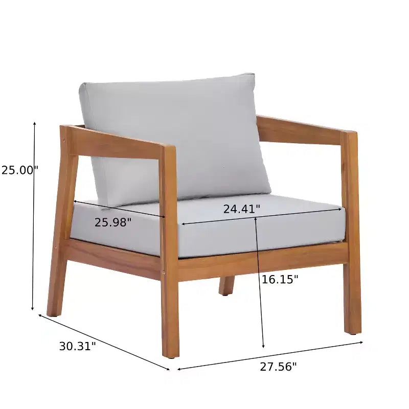 ModernLuxe 4/5-teiliges Akazienholz-Terrassenmöbel-Sofa-Set, Outdoor-Sitzgruppe mit Couchtisch für Veranda/Garten/Balkon