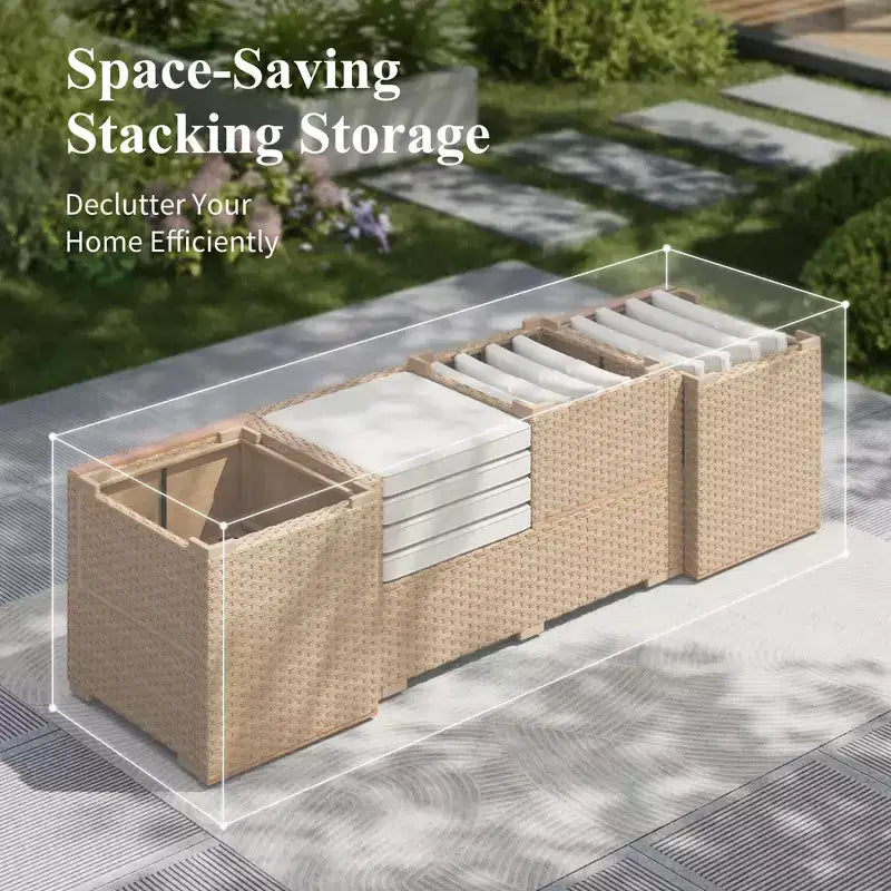 Captiva Designs Outdoor-Loungegarnitur aus Rattan-Geflecht für Garten und Terrasse