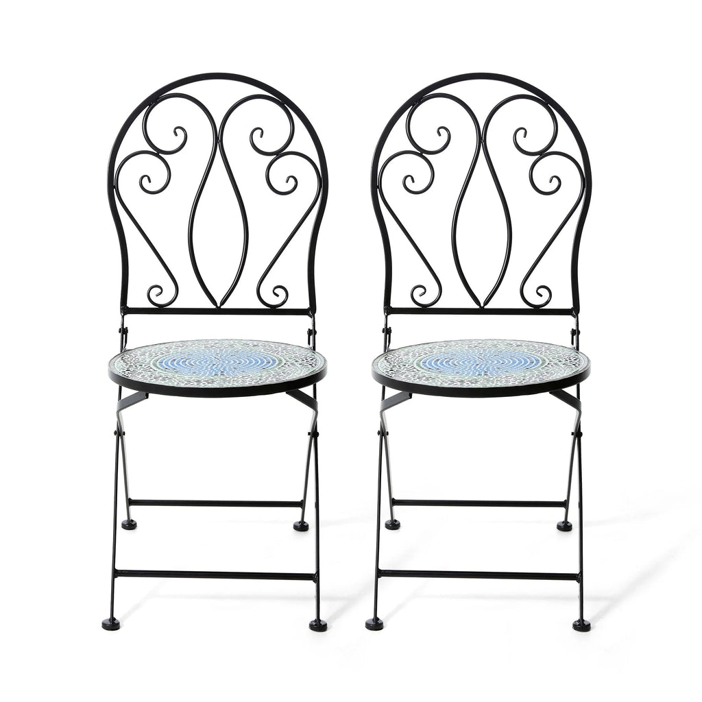 Glitzhome Klappbares Bistro-Set aus Metall für den Außenbereich, 3-teilig, Terrassentisch und Stühle
