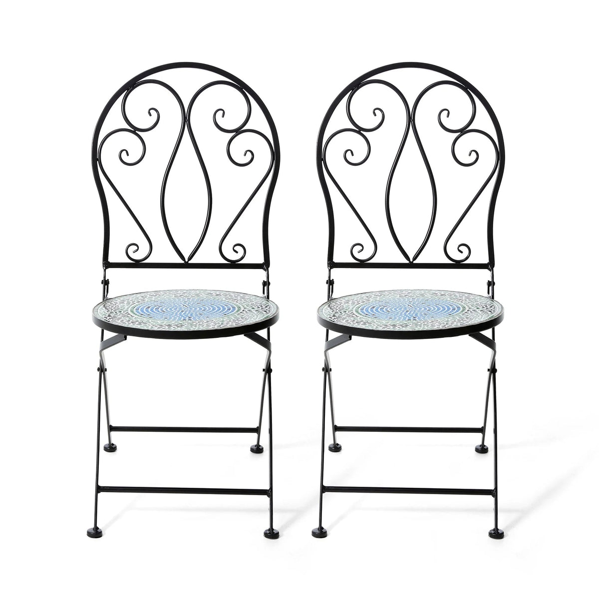 Glitzhome Klappbares Bistro-Set aus Metall für den Außenbereich, 3-teilig, Terrassentisch und Stühle