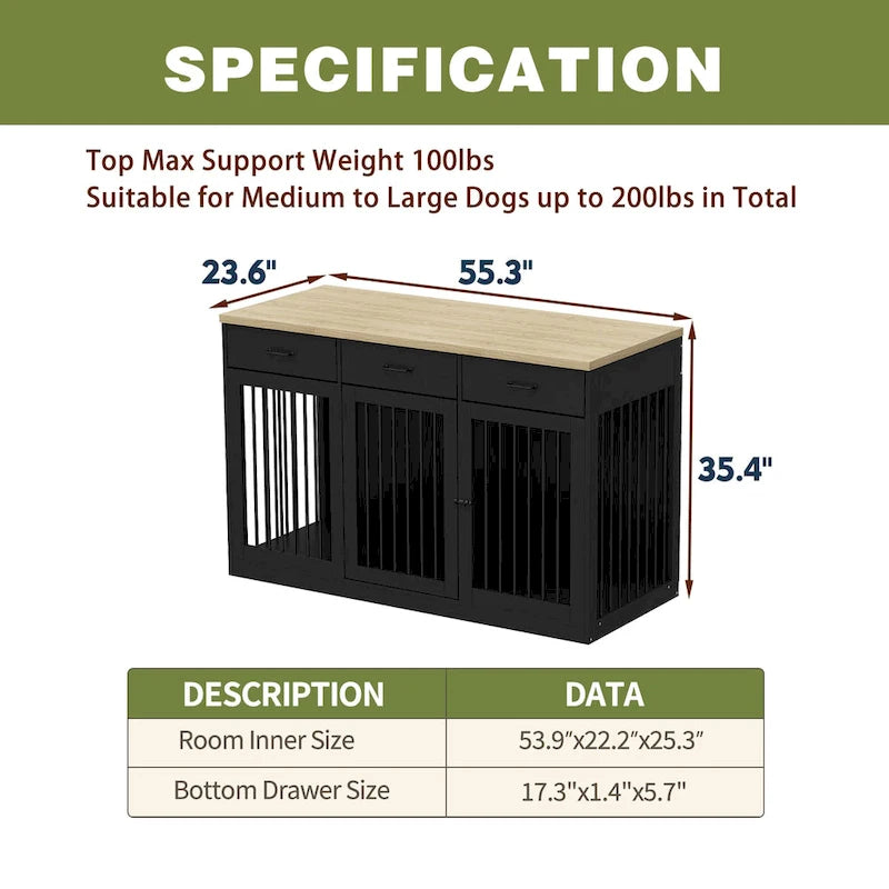 Moderne Hundebox für große Hunde mit Staufächern – elegantes Espresso-Finish