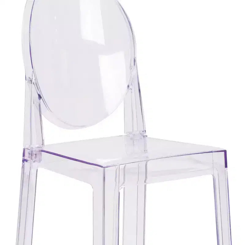 Emma and Oliver Ghost Barhocker mit ovaler Rückenlehne in Transparent Crystal