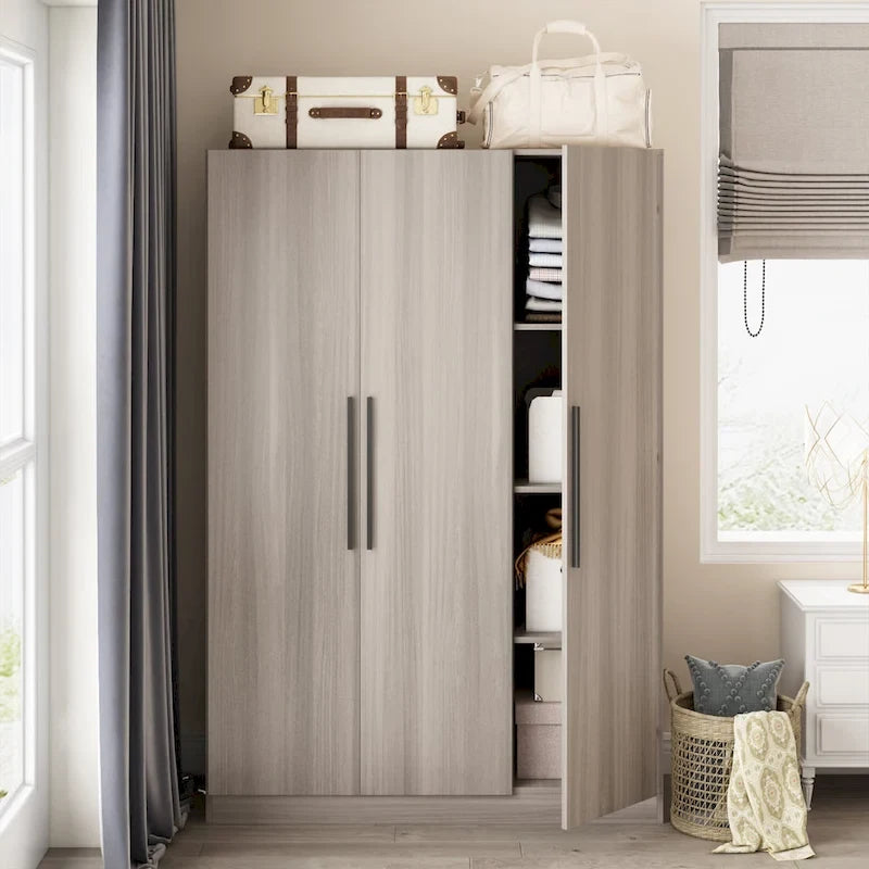 Timechee 47,2 Kleiderschrank Massivholzgriffe Weiß