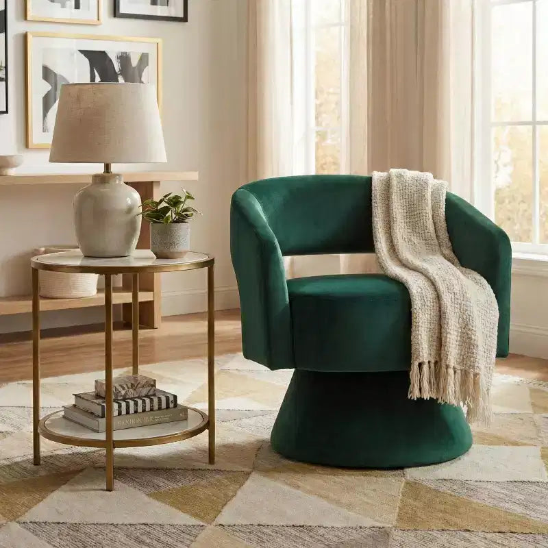 GDFStudio Hudson Moderner Luxus-Akzentstuhl mit Samtbezug und Drehfunktion