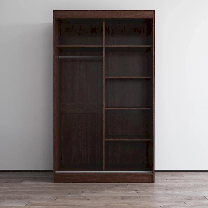 Spiegel-Kleiderschrank mit 2 Türen in Hochglanz-Optik | 120 oder 150 cm breit