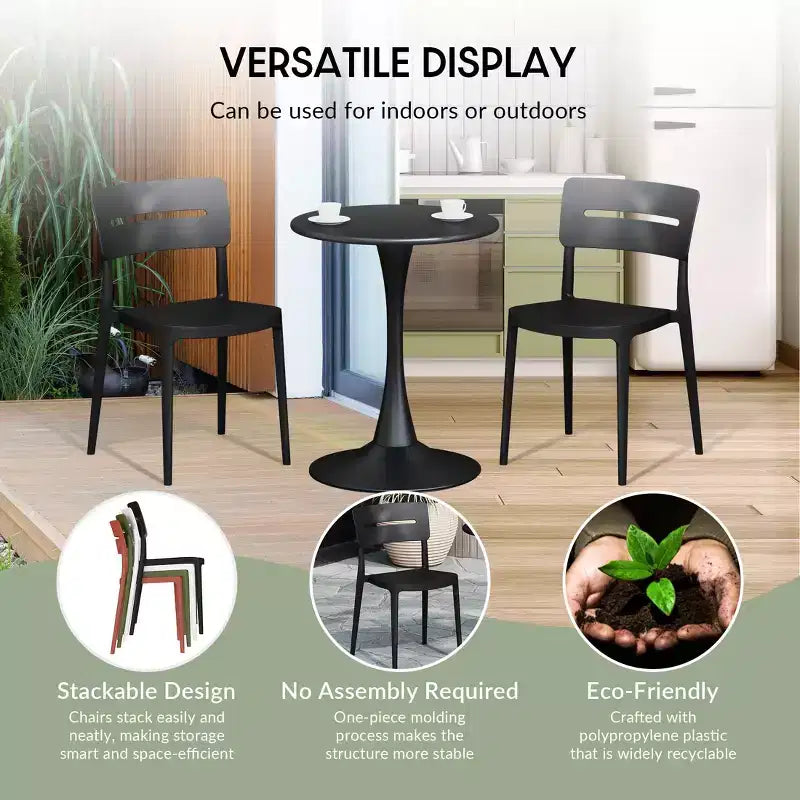 WestinTrends Playa Modern 5-teiliges Essgruppe aus Kunstharz für die Terrasse mit stapelbaren Terrassenstühlen