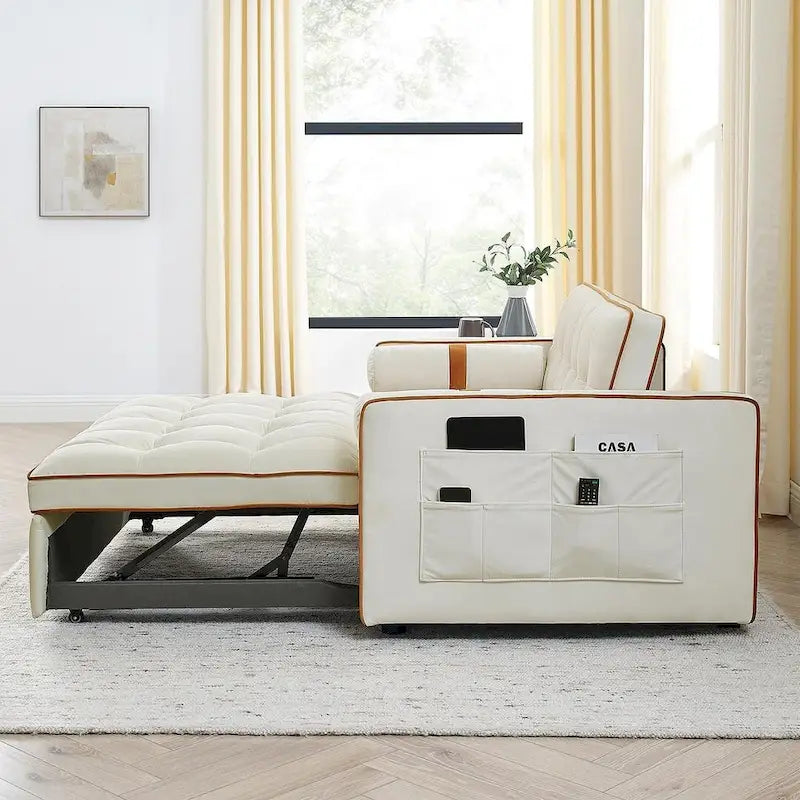 Multifunktionales Samt-Schlafsofa mit Ausziehfunktion, verstellbarer Rückenlehne und Kissen – k. A.