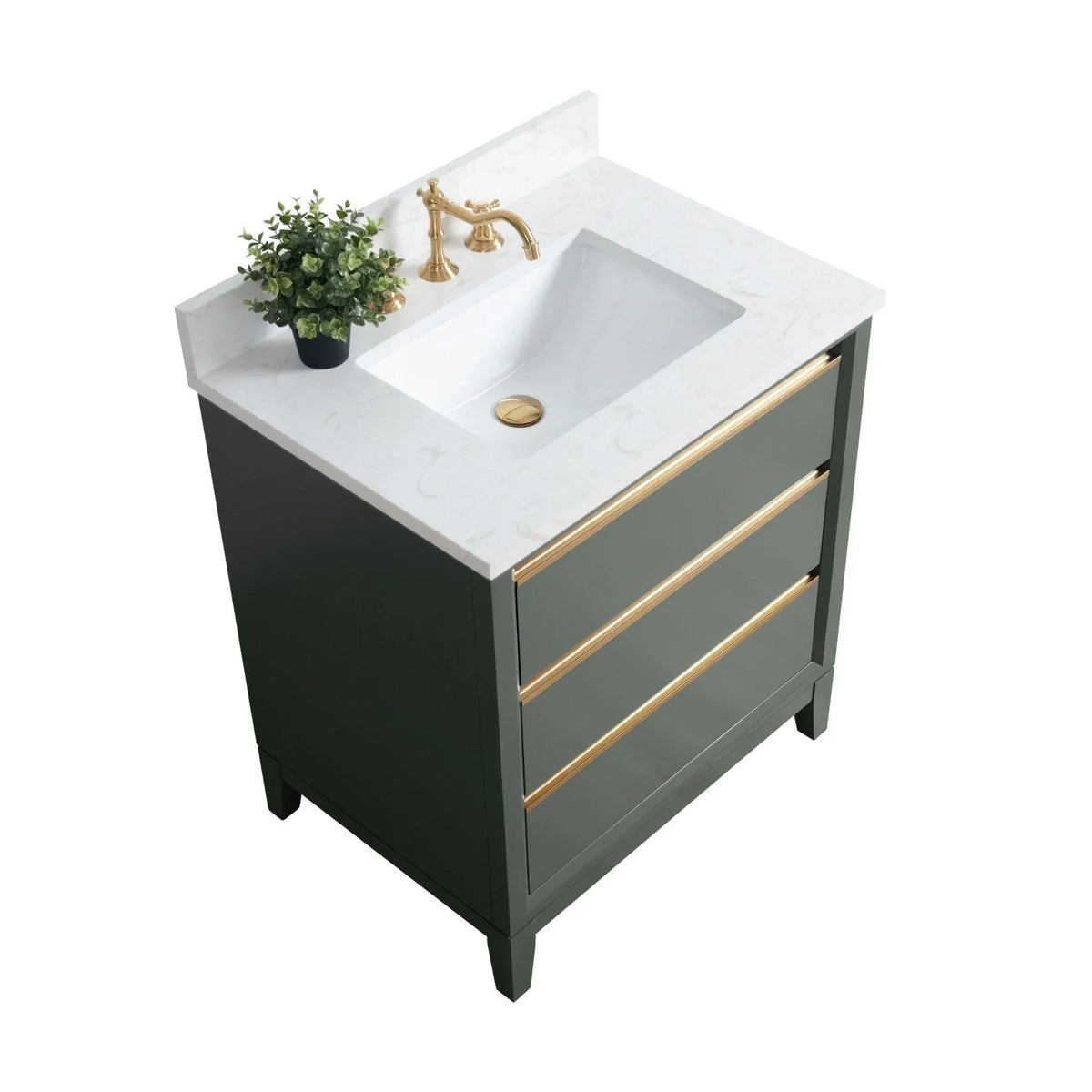 Vanity Art Badezimmerschrank mit Keramikwaschbecken und Platte aus technischem Marmor