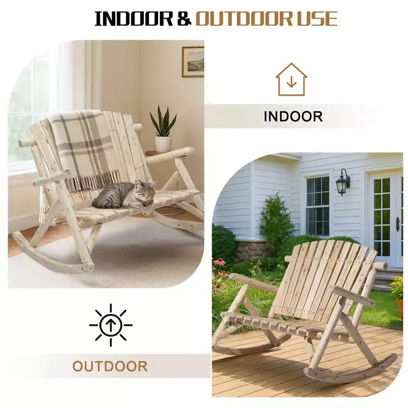 Karl Home | 47 Zoll hohe Outdoor-Schaukelbank aus Massivholz