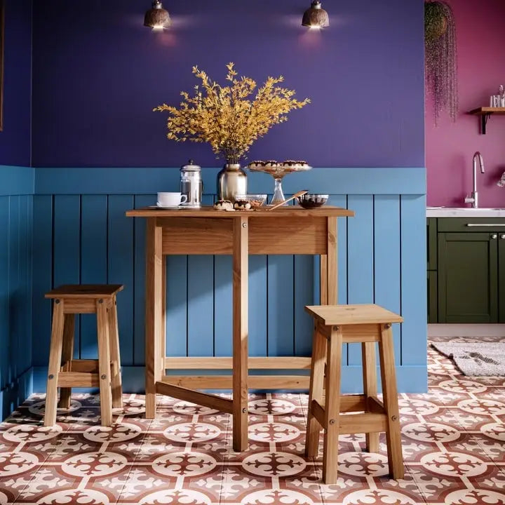 3-teiliges Esszimmer-Set mit Klapptisch aus Kiefernholz