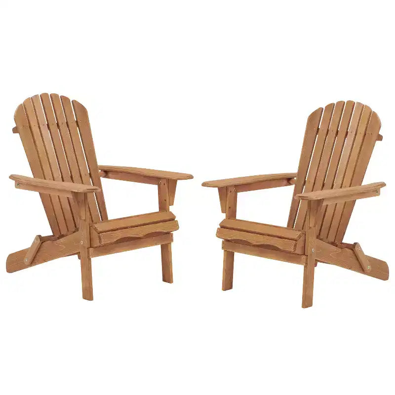 2er-Set klappbare Adirondack-Gartenstühle aus Holz mit Rückenlehne, Holz-Terrassenstuhl für Garten und Hinterhof
