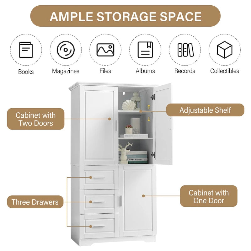 Hoher und breiter Schrank mit Türen für Badezimmer/Büro