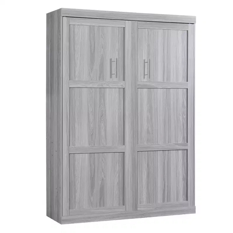 Schrankbett in Doppel-/Einzelbettgröße, Wandbett aus Holz, Grau