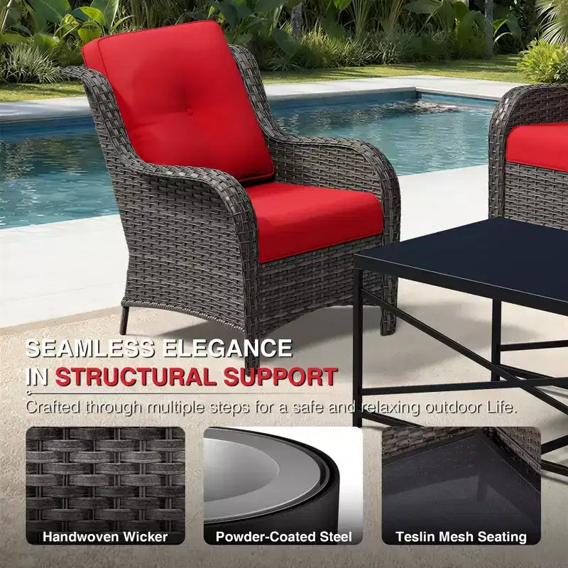 UPTIOT Premium Outdoor-Lounge-Set mit Sofa, Drehstühlen und Fußhocker für ultimativen Komfort und Stil