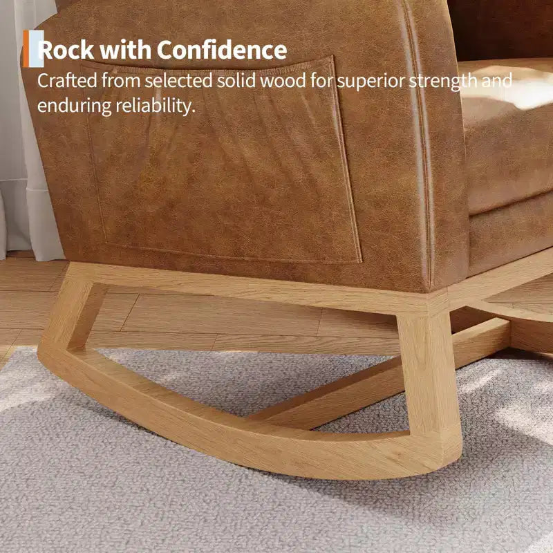 Moderner Schaukelstuhl mit Kissen & Seitentaschen, für Wohnzimmer, Schlafzimmer