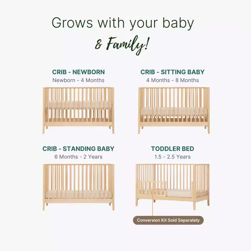 3-in-1 Wandelbares Kinderbett, Massives Buchenholz, GREENGUARD Gold Zertifiziert, Hergestellt in Italien