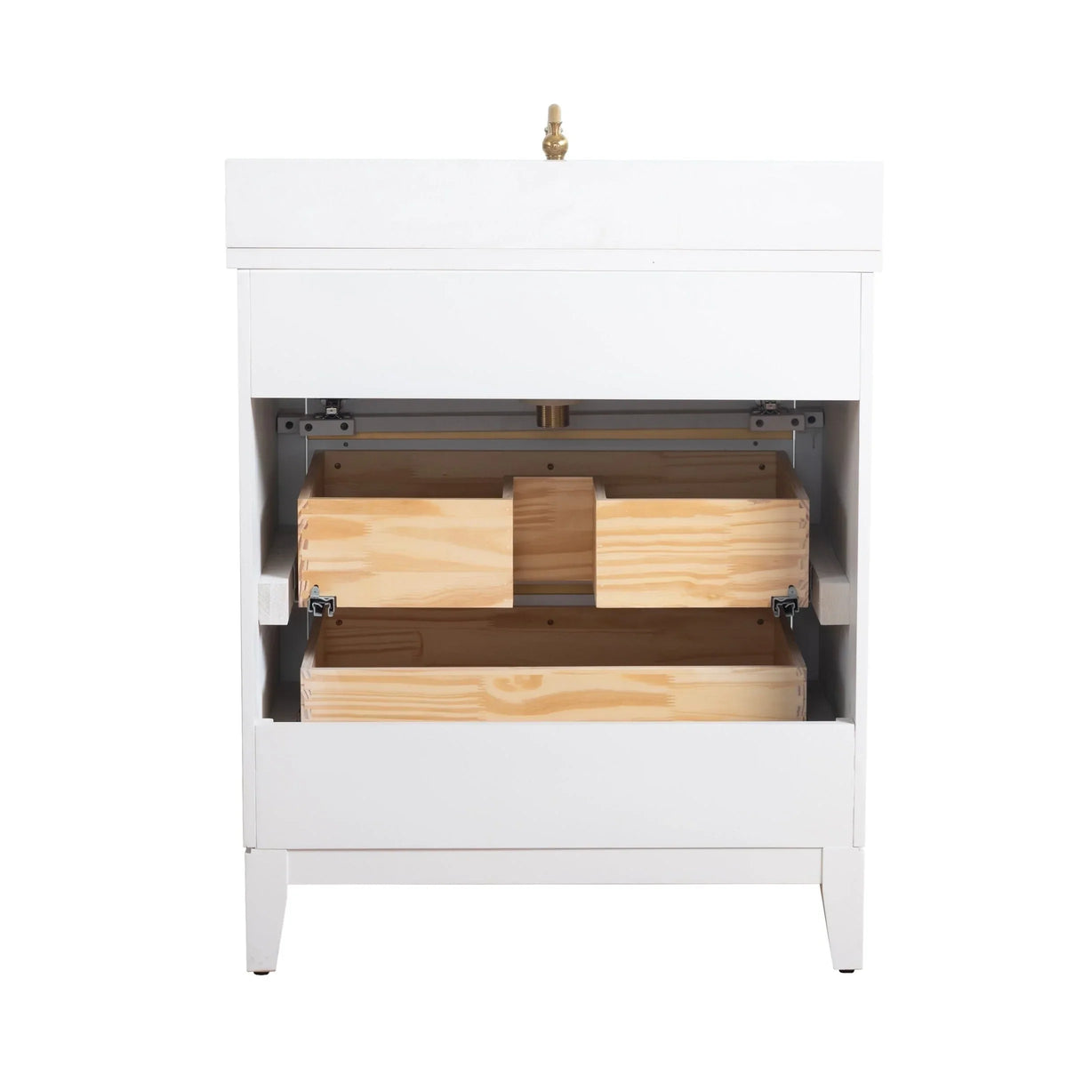 Vanity Art Badezimmerschrank mit Keramikwaschbecken und Platte aus technischem Marmor