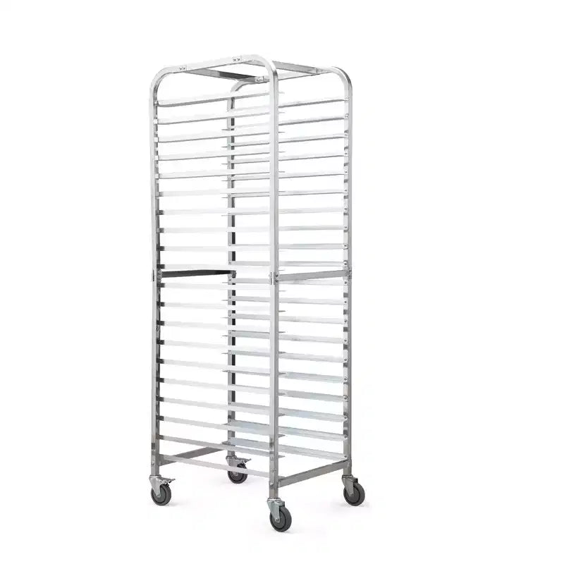 Sandinrayli 20-stöckiger Blechwagen mit 4 Rollen für Küche, Bäckerei, Restaurant und Catering, Silberfarben