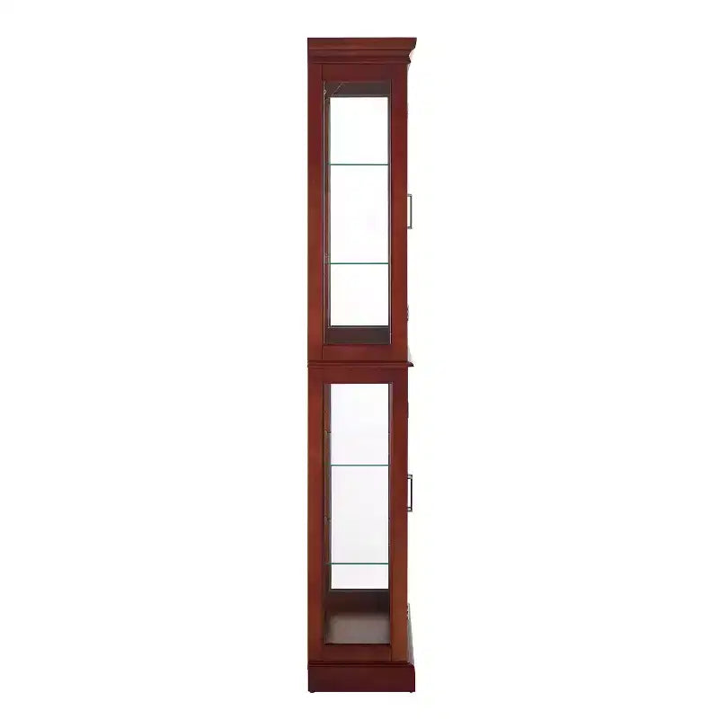 Vitrine, Wohnvitrine mit 6 verstellbaren Einlegeböden und Türen aus gehärtetem Glas, hoher Schrank für Wohnzimmer, Schlafzimmer