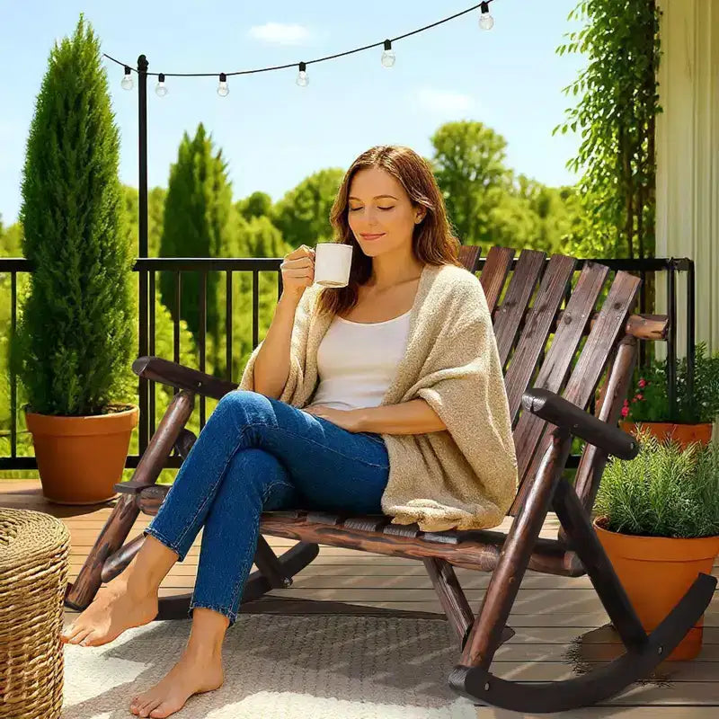 Karl Home | 47 Zoll hohe Outdoor-Schaukelbank aus Massivholz