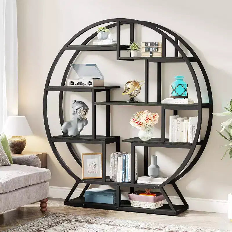 Tribesigns Bücherregal, 157,9 cm, rundes Etagere-Bücherregal
