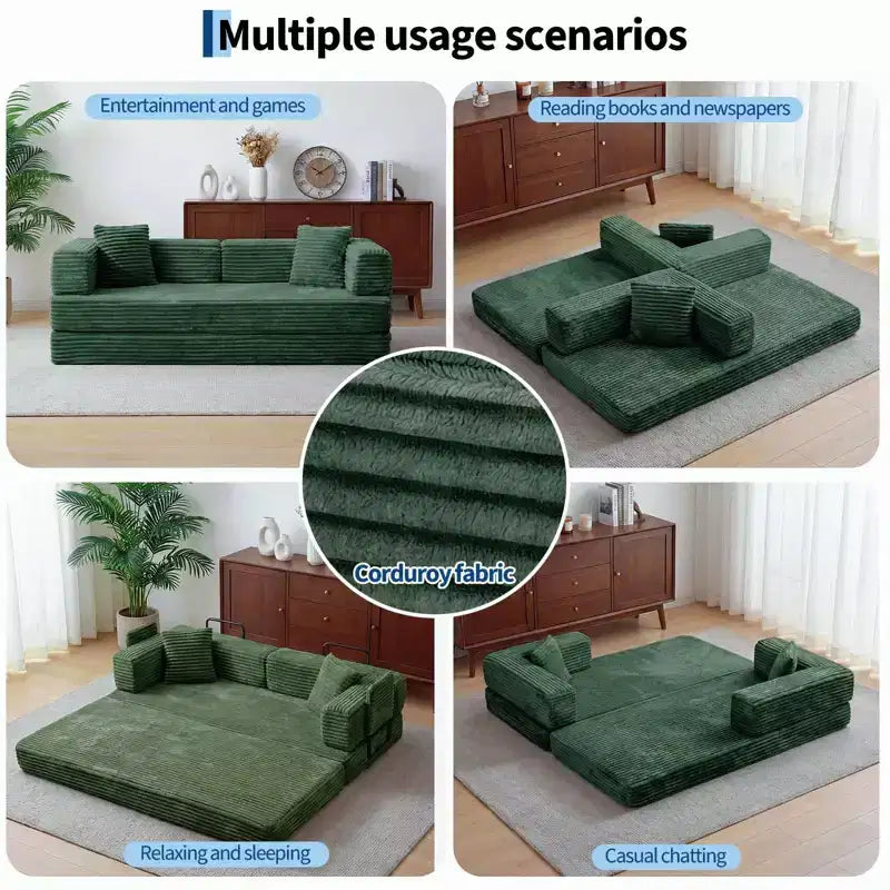 80,7" 5-in-1 ausklappbares Schlafsofa ??Kordsamt, 544 kg, keine Montage erforderlich