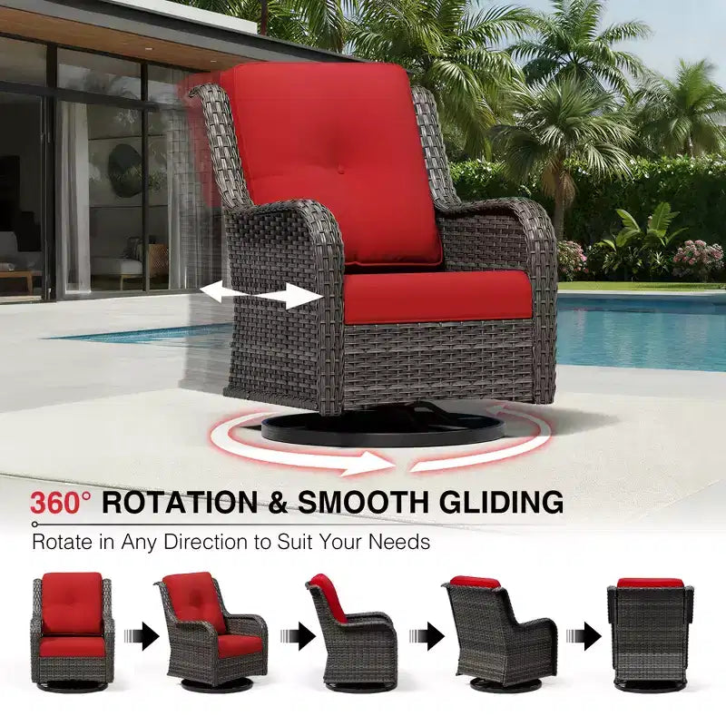 UPTIOT Premium Outdoor-Lounge-Set mit Sofa, Drehstühlen und Fußhocker für ultimativen Komfort und Stil