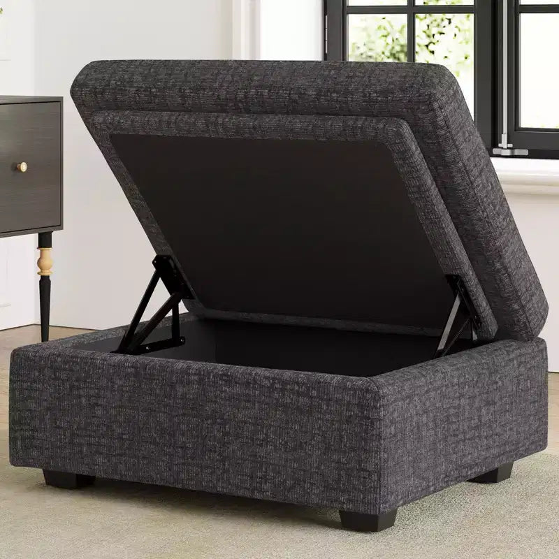 Belffin Chenille-Ottoman-Modul – Modulare Fußstütze mit Stauraum, hautfreundlichem Stoff und Schnellmontage-Design