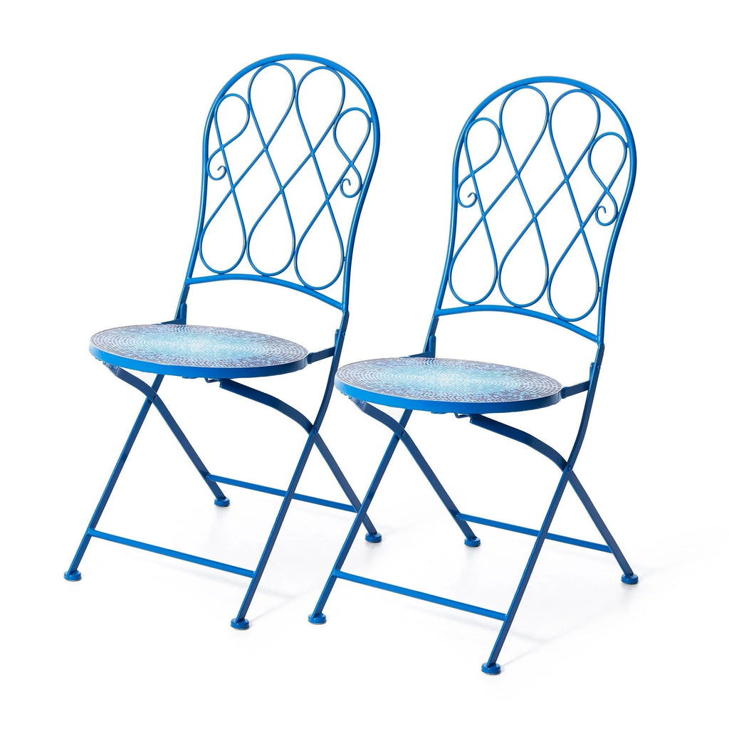 Glitzhome Klappbares Bistro-Set aus Metall für den Außenbereich, 3-teilig, Terrassentisch und Stühle