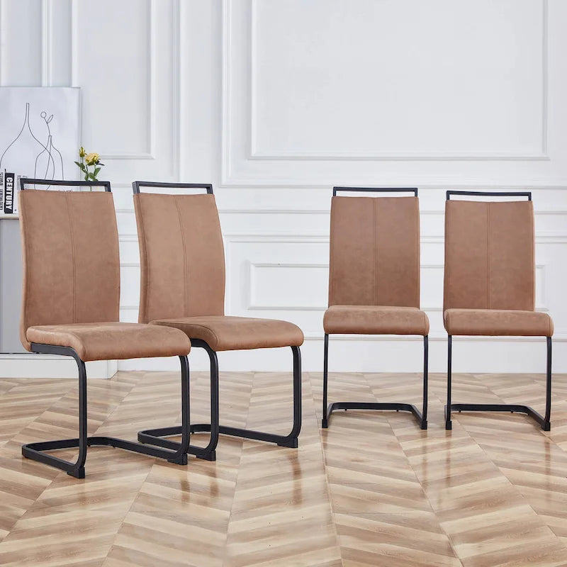 Moderne Esszimmerstühle aus PU-Kunstleder, 4er-Set