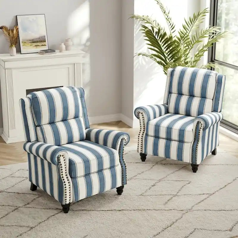 2er-Set moderner Polster-Relaxsessel mit Kunstleder/Stoffbezug