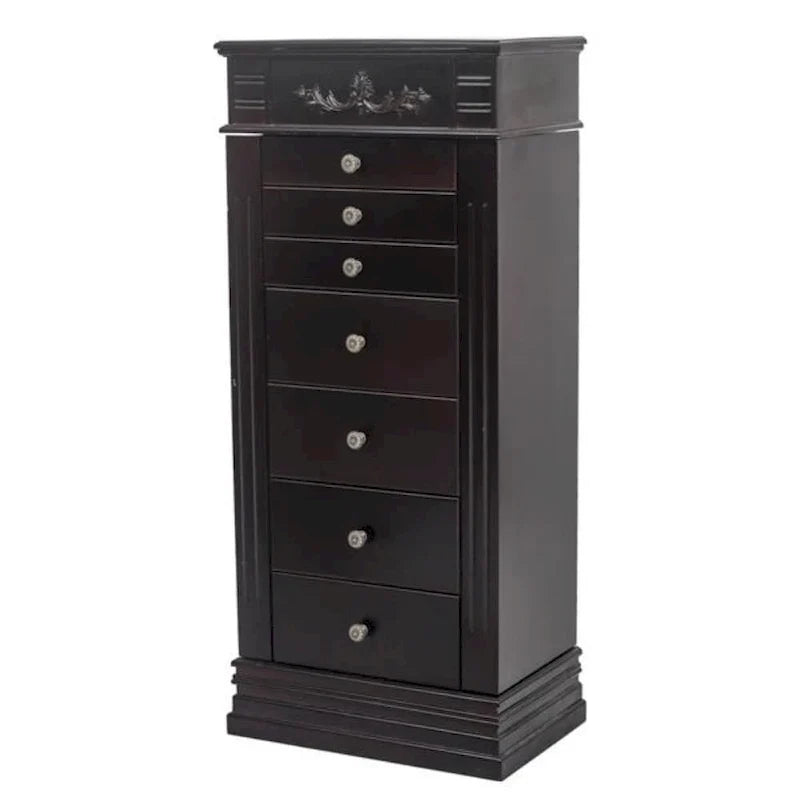 Stilvoller Schmuckschrank mit Spiegel und Kettenhaken - 18,5 x 12 x 42