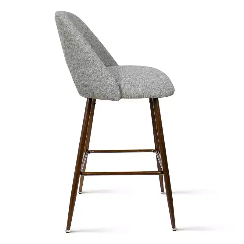 3er-Set Mid-Century Modern Barhocker in Thekenhöhe, 26 Zoll gepolsterte Kücheninselstühle mit Metallbeinen in Walnuss-Optik - Panipeachy
