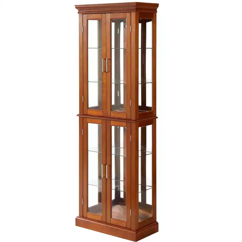 Vitrine, Wohnvitrine mit 6 verstellbaren Einlegeböden und Türen aus gehärtetem Glas, hoher Schrank für Wohnzimmer, Schlafzimmer