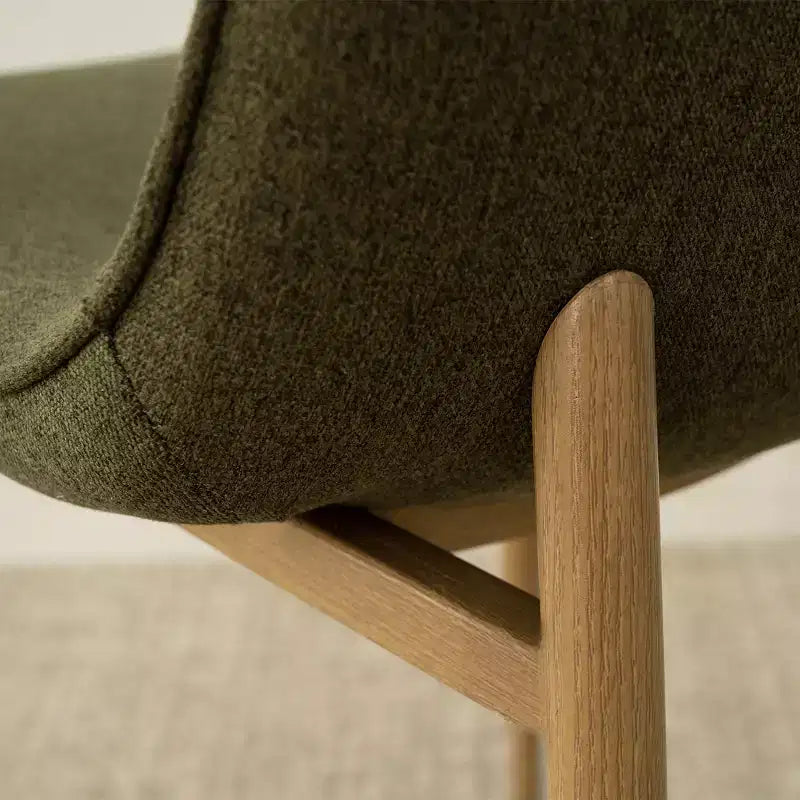 5-teiliges Esszimmerset, runder 37-Zoll-Tisch mit Säulenfuß und Holzoptik-Platte sowie gepolsterten, geschwungenen Stühlen, moderner Stil – Panipeachy