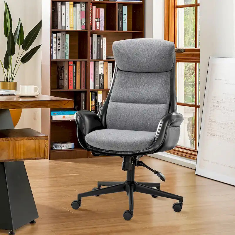 Glitzhome 48-Zoll Mid-Century verstellbarer Drehstuhl aus Kunstleder fürs Büro