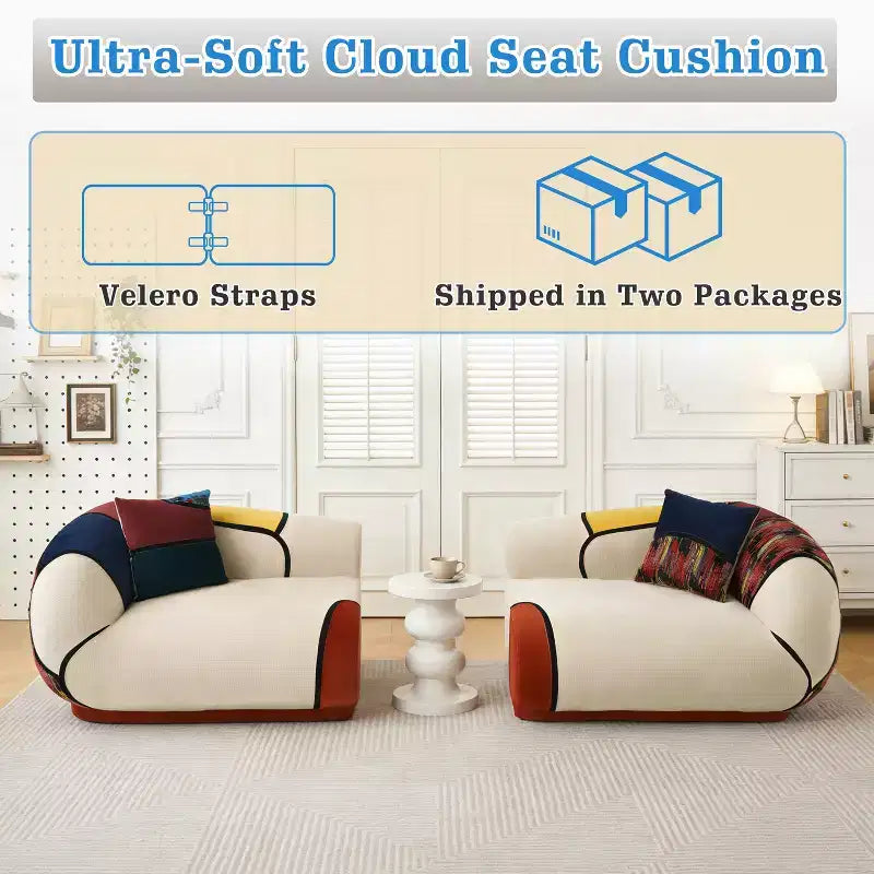 Dyonery 104-Zoll ultra-großes, modernes geschwungenes Sofa, modulares Bodensofa, inklusive Kissen, kein Aufbau erforderlich