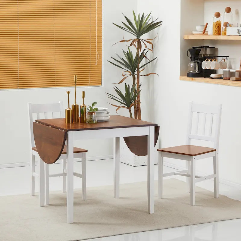 HOMCOM 55 cm Massivholz-Küchentisch, Klapptisch für kleine Räume, ausklappbarer Esstisch