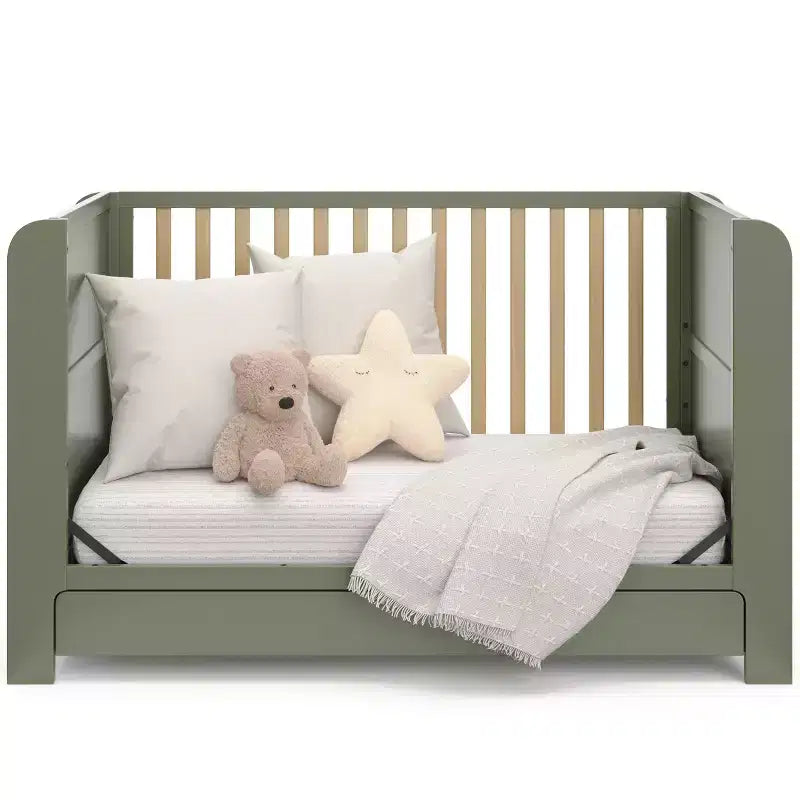 4-in-1 umwandelbares Kinderbett mit Schublade & abnehmbaren Bücherregalen, verstellbarer Matratzenrost