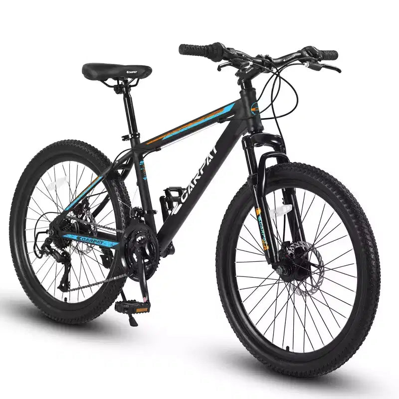 Okak 26 Zoll Mountainbike mit 21 Gängen und Scheibenbremsen, Kinder-Dirtbike mit Rahmen aus kohlenstoffreichem Stahl, Herrenfahrrad für Erwachsene & Jugendliche