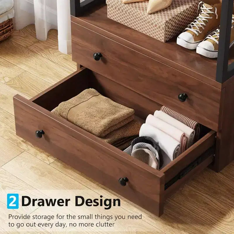 Lantine freistehender Kleiderschrank-Organizer, kleiner Kleiderständer mit Schubladen und Ablagen, robuster Kleiderständer für Flur, Eingangsbereich und Schlafzimmer