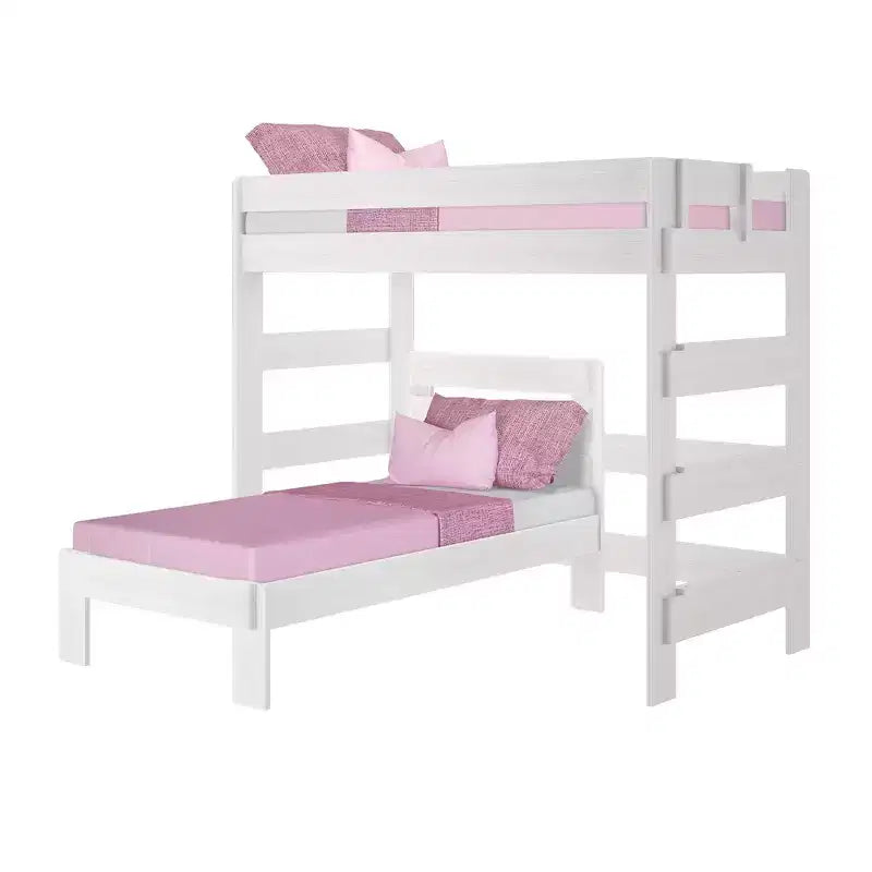 Max & Lily Etagenbett aus Massivholz im modernen Landhausstil, L-förmiger Bettrahmen mit zwei Einzelbetten für Kinder