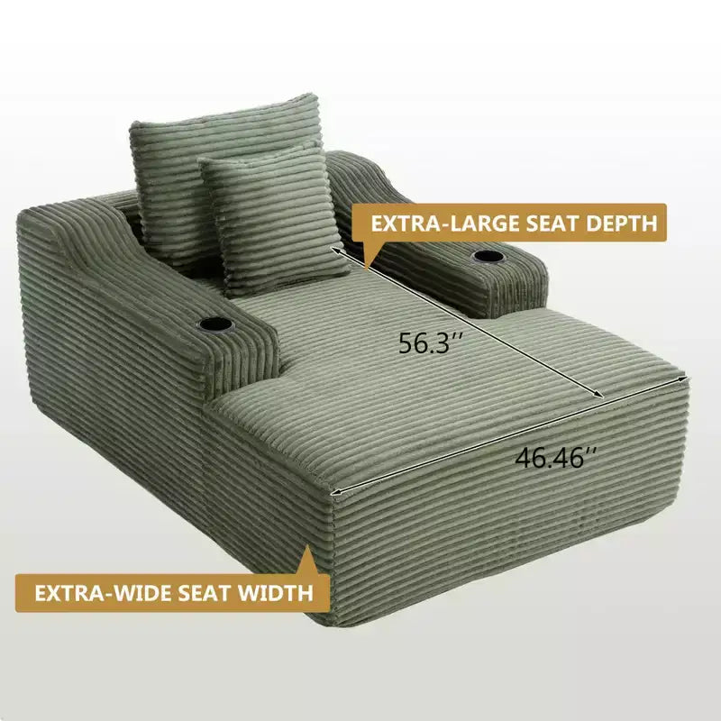 67 Liegestuhl, Schlafsofa für den Innenbereich mit 2 Kissen, weicher Einzelsessel für das Wohnzimmer, keine Montage erforderlich
