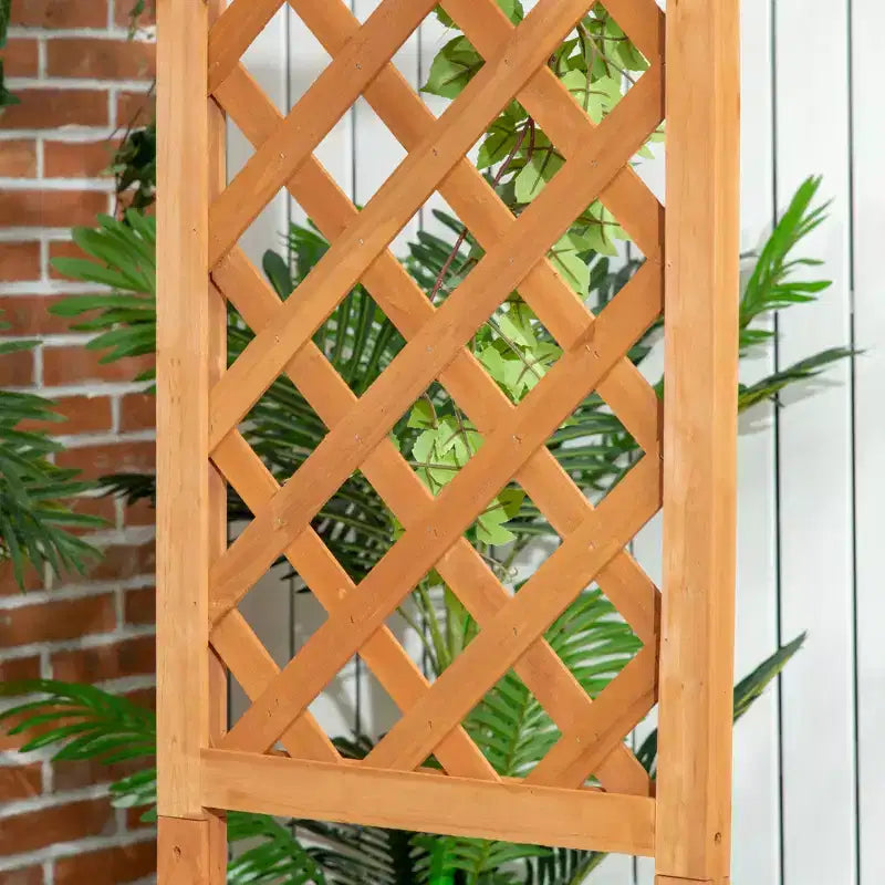 Outsunny Gartenbank mit Pergola-Bogen und 2 Rankgittern, 3-Sitzer Gartenbank aus Holz für Kletterpflanzen und Weinreben